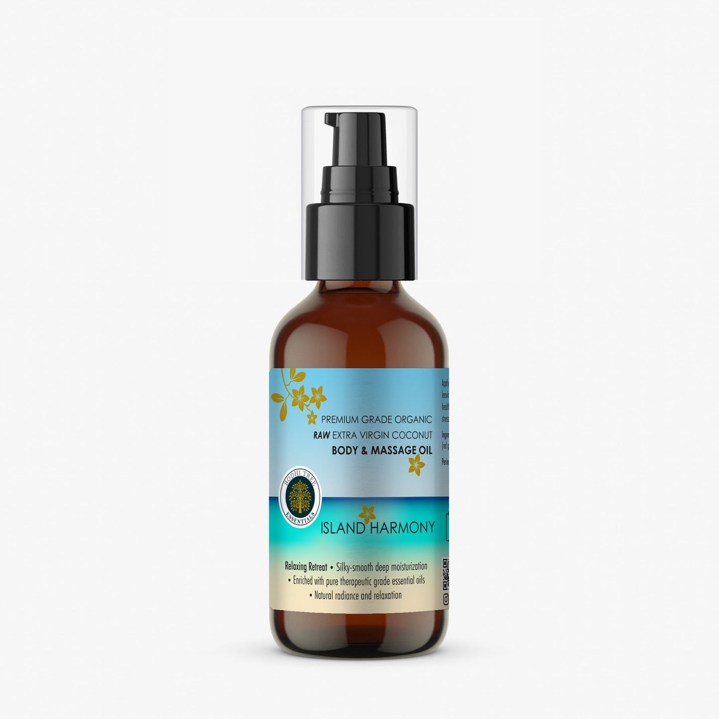 Bodhi Tree Premium Grade Organic Raw Extra Virgin Coconut Body & Massage Oil - Island Harmony 120 ml