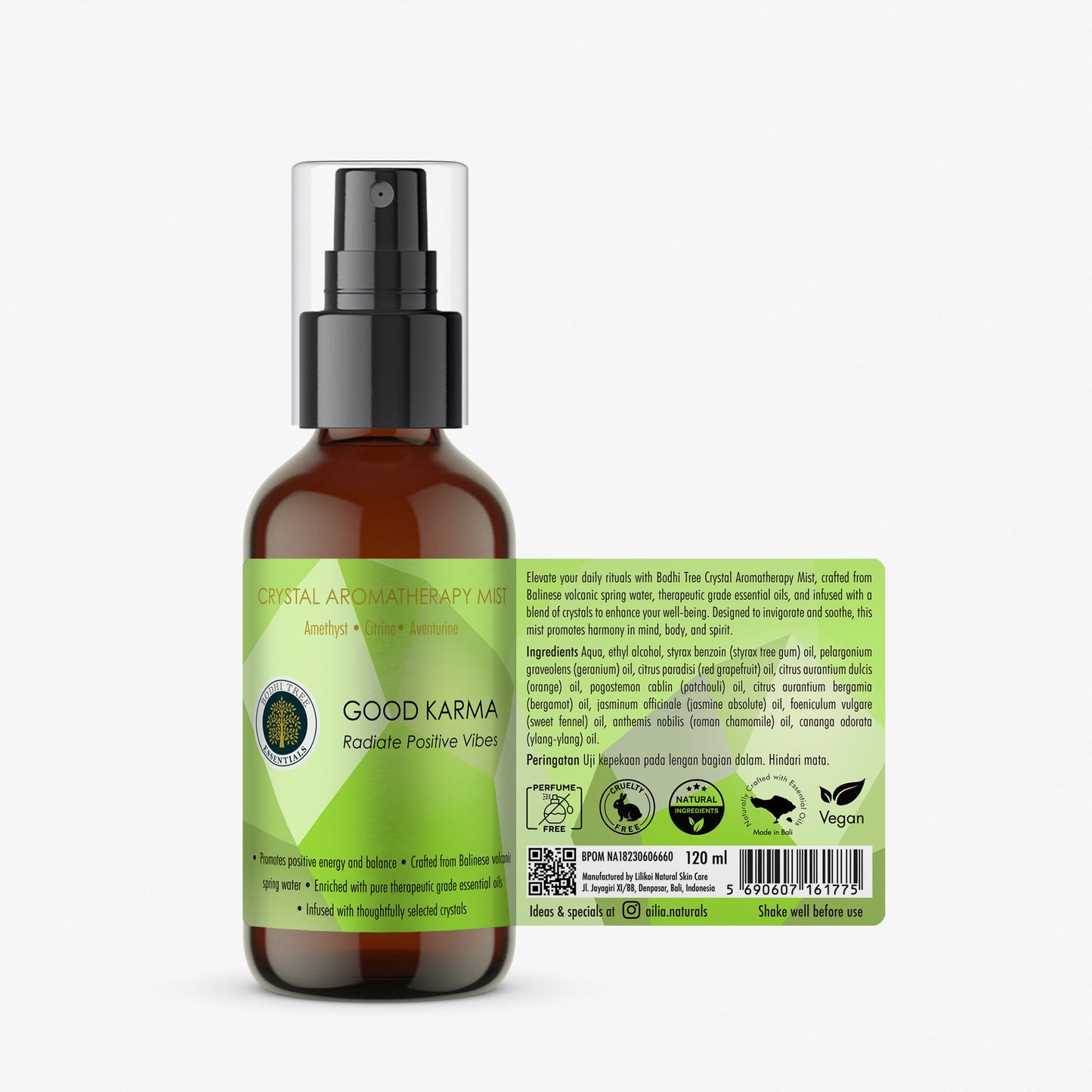 Bodhi Tree Crystal Aromatherapy Mist - Good Karma 120 ml