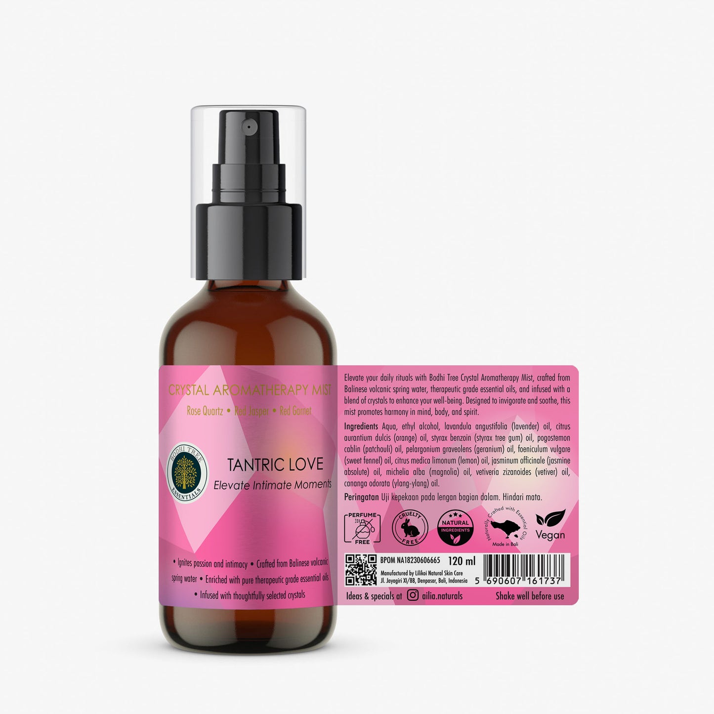 Bodhi Tree Crystal Aromatherapy Mist - Tantric Love 120 ml