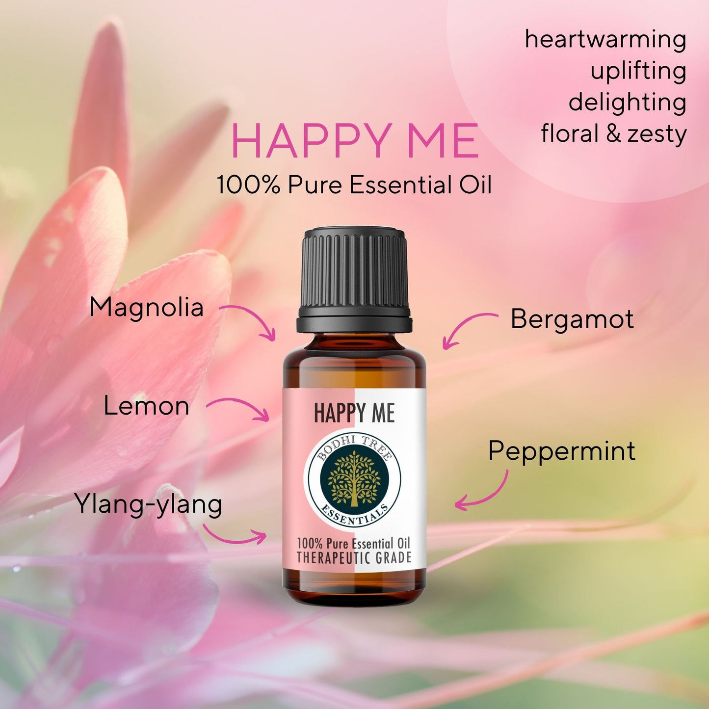 Bodhi Tree 100% Pure Essential Oil Blend - Happy Me - Therapeutic Grade
