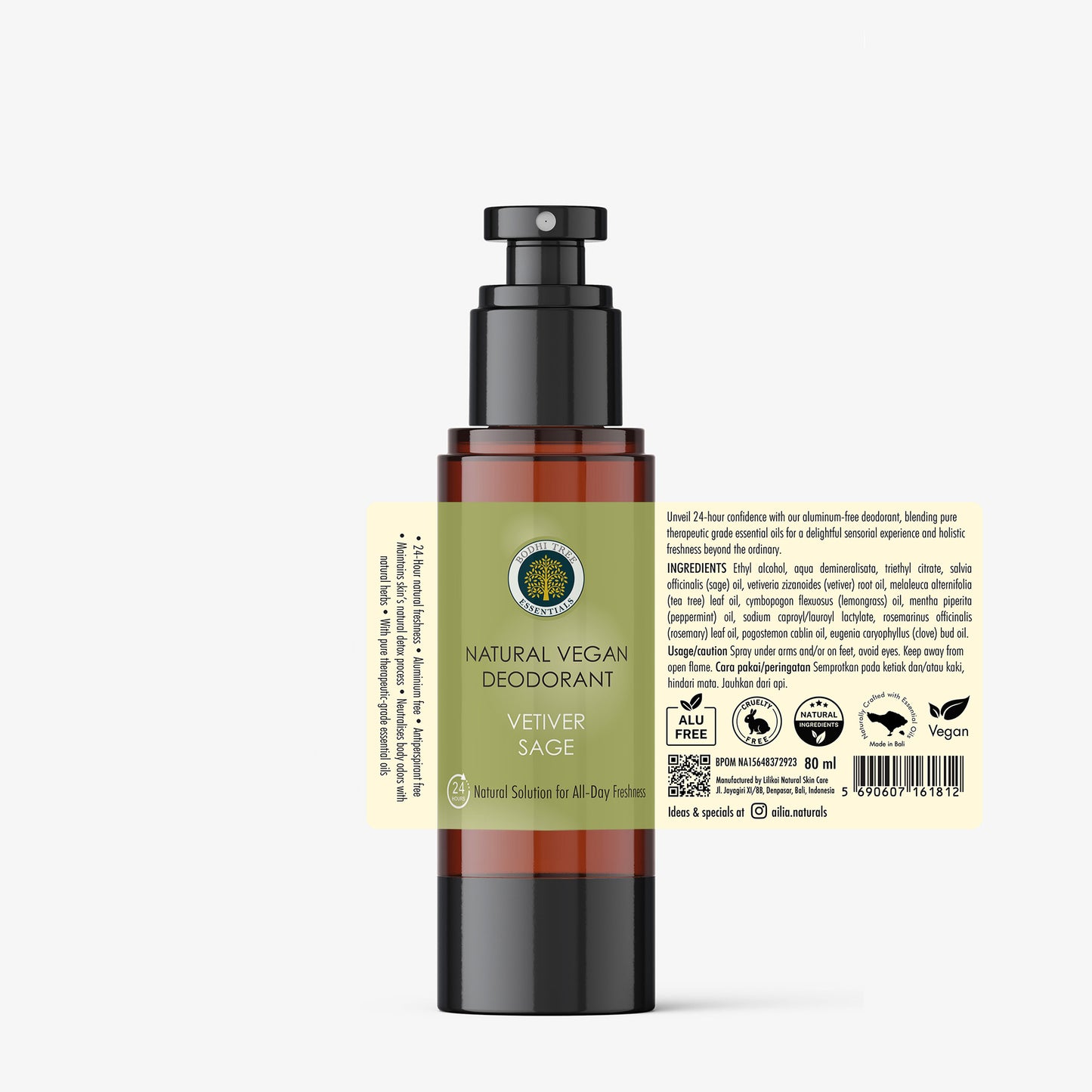 Bodhi Tree Natural Vegan Deodorant - Vetiver Sage 80 ml