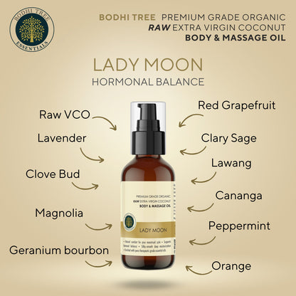 Bodhi Tree Premium Grade Organic Raw Extra Virgin Coconut Body & Massage Oil - Lady Moon 120 ml