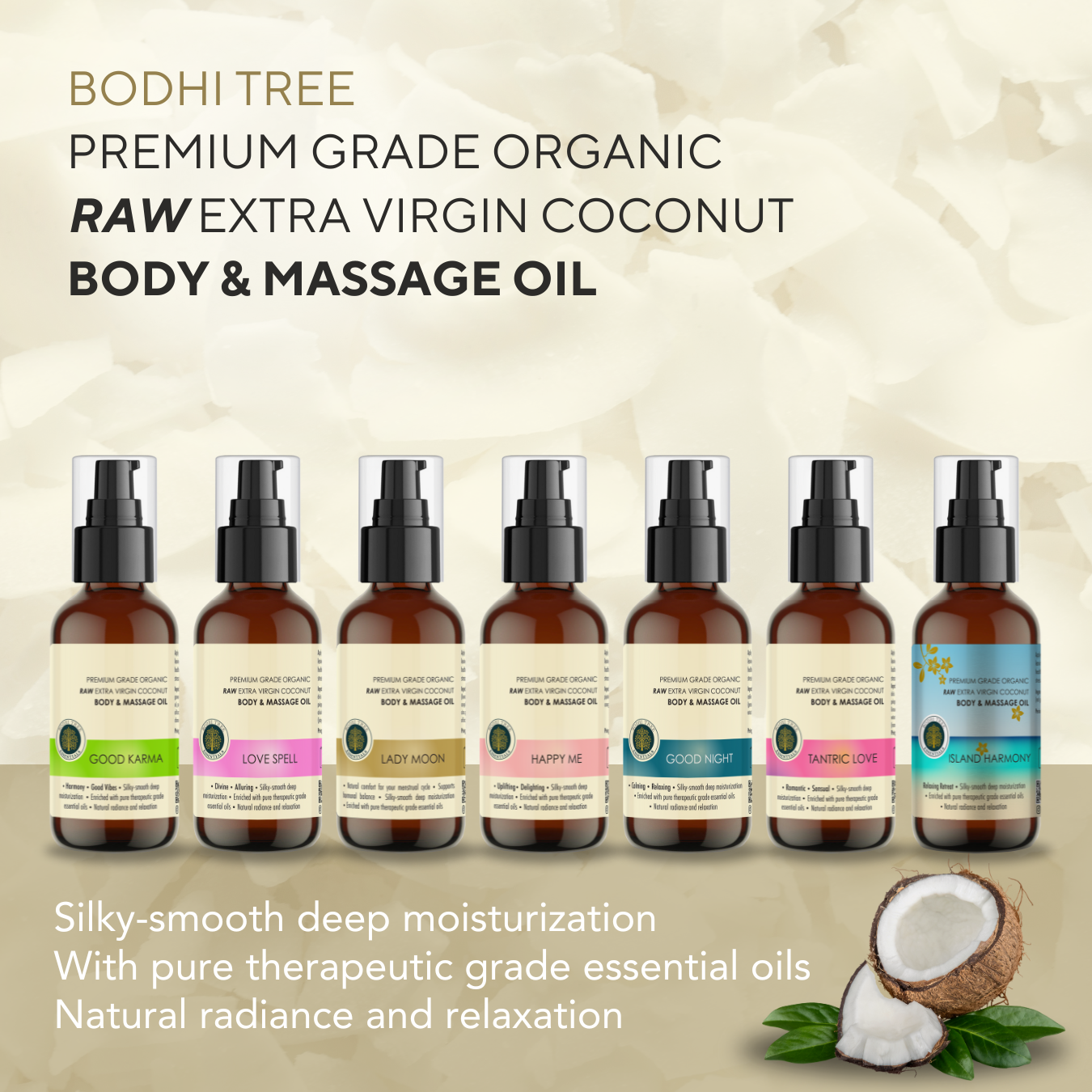 Bodhi Tree Premium Grade Organic Raw Extra Virgin Coconut Body & Massage Oil - Good Karma 120 ml