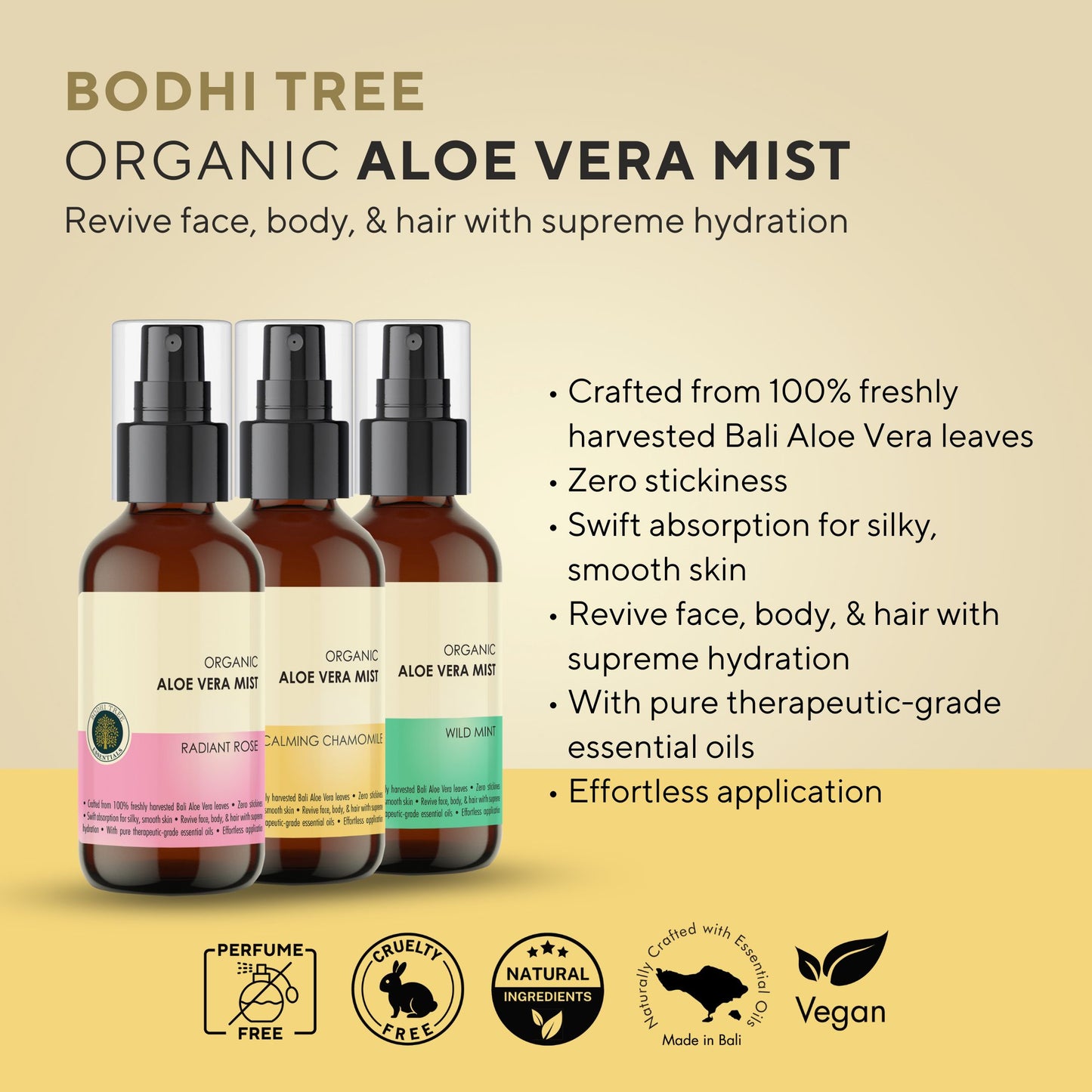 Bodhi Tree Organic Aloe Vera Mist - Wild Mint 120 ml