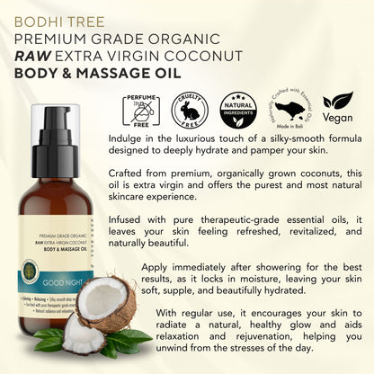 Bodhi Tree Premium Grade Organic Raw Extra Virgin Coconut Body & Massage Oil - Good Karma 120 ml