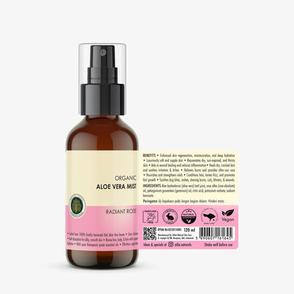 Bodhi Tree Organic Aloe Vera Mist - Radiant Rose 120 ml