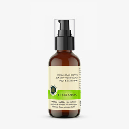 Bodhi Tree Premium Grade Organic Raw Extra Virgin Coconut Body & Massage Oil - Good Karma 120 ml