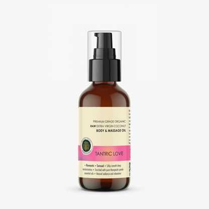 Bodhi Tree Premium Grade Organic Raw Extra Virgin Coconut Body & Massage Oil - Tantric Love 120 ml