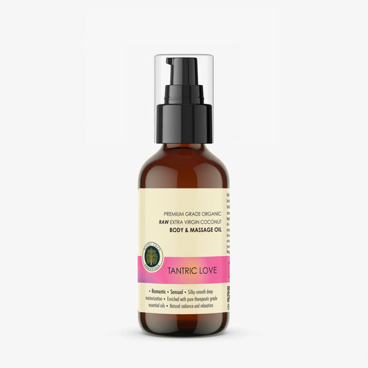 Bodhi Tree Premium Grade Organic Raw Extra Virgin Coconut Body & Massage Oil - Tantric Love 120 ml