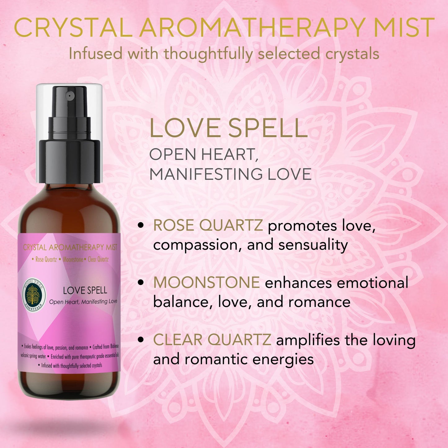 Bodhi Tree Crystal Aromatherapy Mist - Love Spell 120 ml