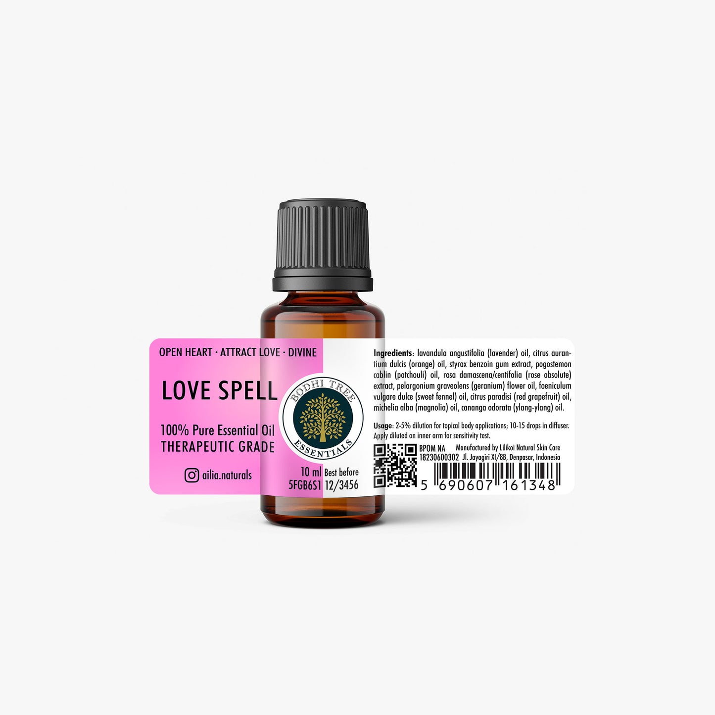Bodhi Tree 100% Pure Essential Oil Blend - Love Spell - Therapeutic Grade